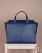 Женская кожаная сумка тоут синяя A018 sapphire grain