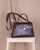 Женская сумка трапеция из натуральной кожи бордовая A023 burgundy