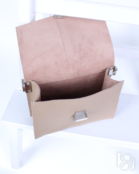 Женская кожаная поясная сумка бежевая A009 beige mini grain
