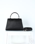Женская сумка трапеция из натуральной кожи черная A023 black mini grain