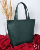 Женская сумка шоппер из натуральной кожи зеленая A019 emerald grain