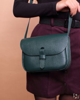 Женская сумка через плечо из натуральной кожи изумрудная A016 emerald grain