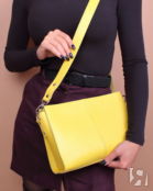 Женская кожаная сумка через плечо желтая A025 lemon grain
