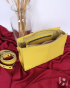 Женская кожаная сумка через плечо желтая A025 lemon grain