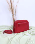 Женская кожаная сумка кросс-боди красная A017 ruby