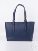 Женская сумка-шоппер из натуральной кожи синяя A032 sapphire grain