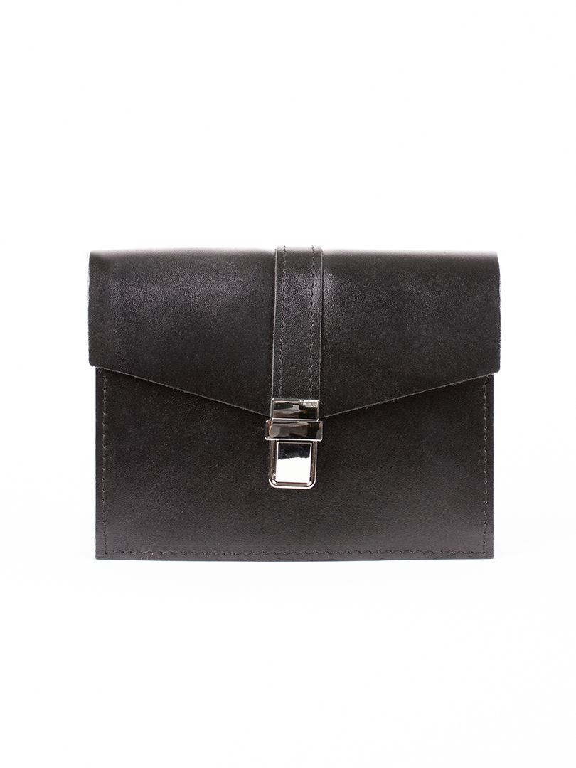 Женская кожаная поясная сумка черная A0091 mini