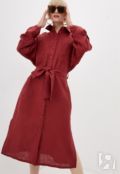 Льняное платье-макси бордового цвета