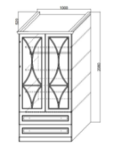 Шкаф двухдверный с зеркалом с ящиками 1000х2030х520 эмаль ваниль без патины фото 2