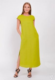 Платье 5169-11 Льняной  женский 60 Зеленый